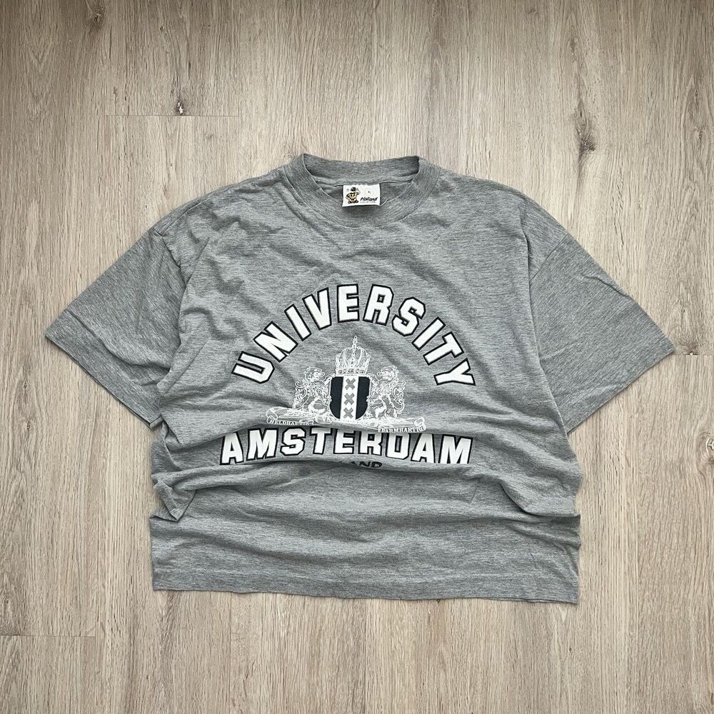 Vintage 90s Holland Amsterdam University T-Shirt Mens XL Blue EUC Retro Tee